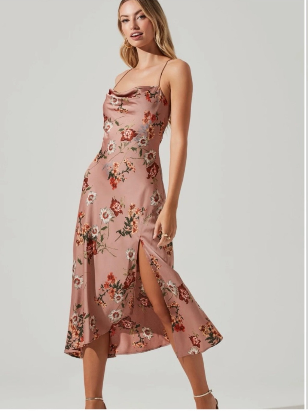 Astr Blush Floral Slip Dress